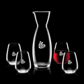 34 Oz. Hemlock Crystalline Carafe w/ 4 Stemless Wine Glasses